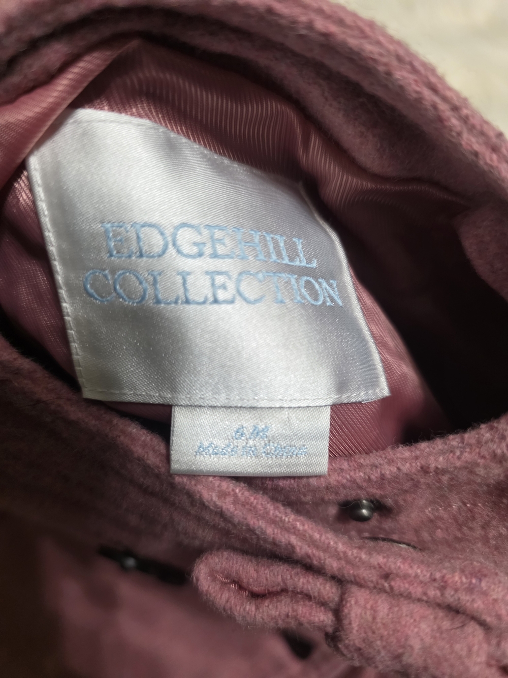 Edgehill Collection Mauve Pink Double-Breasted Pea Coat for Girls - Picture 3 of 3